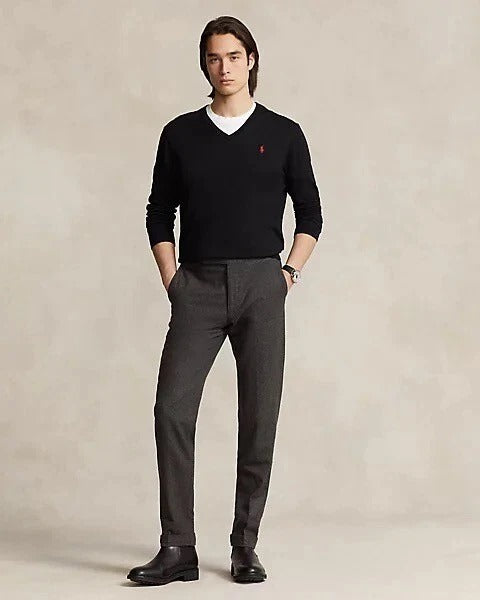 POLO RALPH LAUREN CUSTOM FIT COTTON V-NECK SWEATER